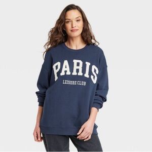 NWT Women's Paris Graphic Sweatshirt, Blue, Large, Grayson Threads from Target